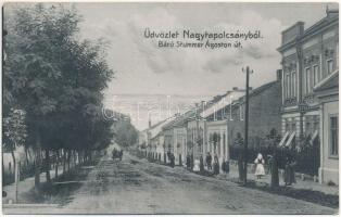 1908 Nagytapolcsány, Topolcany; Báró Stummer Ágoston út. Platzko Gyula kiadása / street