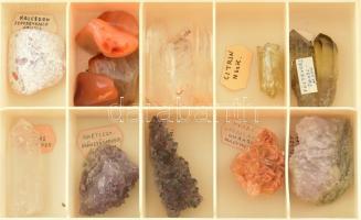 Óriási féldrágakő és ásvány gyűjtemény. 40 darab 10 fakkos dobozban több száz nemes kő precízen ásvá...