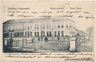 1900 Fogaras, Fagaras; Háner szálloda, Schul Henrich és J. Járos üzlete / hotel, shops (EK)