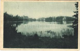 1928 Tátra, Magas-Tátra, Vysoké Tatry; Strbské pleso, Hotel Kriván, dom Jana Jiskry, Detvan, Maryna / Csorba-tó, szálloda, nyaralók / lake, hotel, villas (EK)