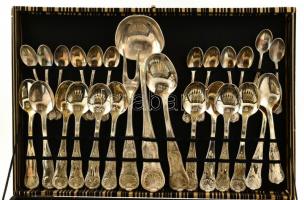 Ezüstözött rozsdamentes acél evőeszköz készlet, 12 személyes, eredeti dobozában