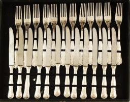 Ezüstözött rozsdamentes acél evőeszköz készlet, 12 személyes, eredeti dobozában