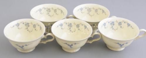 Rosenthal porcelán teás készlet 6 személyes. Matricás, jelzett, egyik csésze sérült, egy csésze hián...