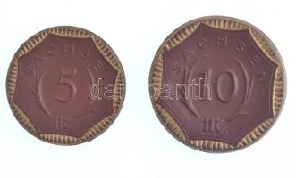 Német Birodalom / Weimari Köztársaság / Szászország 1921. 1M + 5M meisseni porcelán szükségpénzek T:...