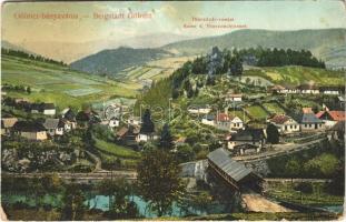 1908 Gölnicbánya, Göllnitz, Gelnica; Thurzóvár romjai, híd. Feitzinger Ede No. 729/IIb. / Ruine d. Thurzoschlosses / castle ruins, bridge (kopott sarkak / worn corners)