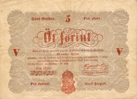 1848 5Ft nyomási rendellenességekkel,festékelfolyással!! T:II+