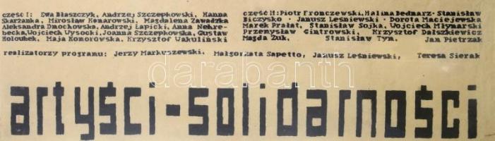 cca 1986 Lengyel szamizdat színházi plakát a Szolidaritás szakszervezet művészeivel kis szakadásokka...
