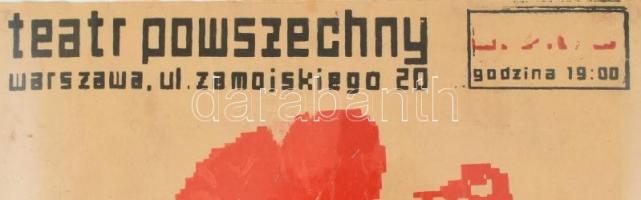 cca 1986 Lengyel szamizdat színházi plakát a Szolidaritás szakszervezet művészeivel kis szakadásokka...