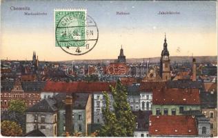 1926 Chemnitz, Markuskirche, Rathaus, Jakobikirche / church, town hall. TCV card (EK)