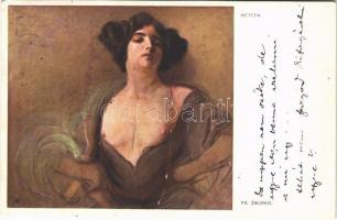 1913 Hetera / Erotic nude lady art postcard s: Fr. Zmurko (EK)