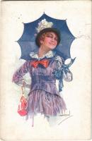 1921 Italian lady art postcard. ERKAL Nr. 305/4. s: Usabal (EK)