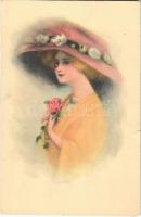 Lady art postcard (kis szakadás / small tear)