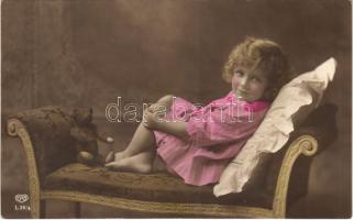 Girl with teddy bear. EAS L26/4