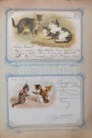 Múlt századfordulós képeslapgyűjtemény hagyatékból, főleg motívum, üdvözlő, művész lapok jobbakkal, ...