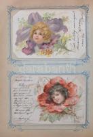 Múlt századfordulós képeslapgyűjtemény hagyatékból, főleg motívum, üdvözlő, művész lapok jobbakkal, ...