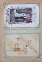 Múlt századfordulós képeslapgyűjtemény hagyatékból, főleg motívum, üdvözlő, művész lapok jobbakkal, ...