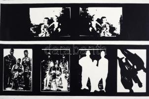 Wagner János (1936-): Történet (1970 körül). Szitanyomat, papír, jelzett. Hátoldalán ugyanezen nyoma...