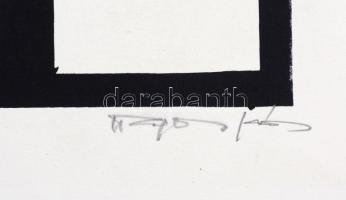 Wagner János (1936-): Történet (1970 körül). Szitanyomat, papír, jelzett. Hátoldalán ugyanezen nyoma...