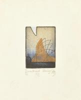 Korányi Gábor (1952-), 4 db mű egy keretben: Icaros (Ikaros) variáció I-IV., 1991. Színes rézkarc, m...