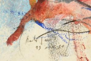 Szabó Tamás (1952-): Leonardo után (Anghiári csata). Vegyes technika, merített papír, jelzett. Üvege...