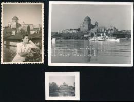 cca 1940 4 db fotó az Esztergomi Bazilikáról, 4x5 cm-től 18x24 cm-ig