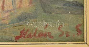 Halász Szabó Sándor (1920-1997): Tavasz a Balatonon. Olaj, vászon, jelzett, keretben. 60x80 cm