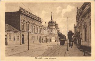 1917 Belgrade, Beograd; König Milanstrasse / street, tram + K.u.K. ETAPPENSPOSTAMT