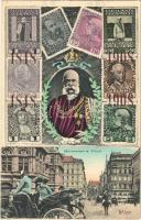 1848-1908 Wien, Vienna, Bécs; Kärntnerstrasse m. Hofoper. Leopold & Popper 1714. / Franz Josephs 60th anniversary of reign. Art Nouveau, stamp