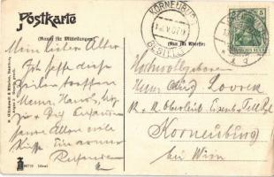 1907 Greifswald, Gruss aus Marktplatz / market square. Art Nouveau montage with railway station, loc...