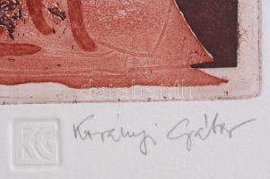 Korányi Gábor (1952-): Groteszk I (Aranylakodalom). Színes rézkarc, akvatinta, papír, jelzett. Művés...