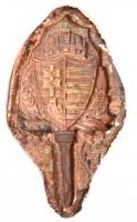 cca 1930 Vörösréz koronás címer. Körbevágott sapkajelvény  11x7 cm