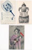 15 db RÉGI japán képeslap vegyes minőségben: városok, tájak és motívumok (gésák) / 15 pre-1945 Japan...