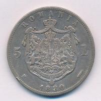 Románia 1880B 5L Ag "I. Károly" T:3 ph. 
Romania 1880B 5 Lei Ag "Carol I" C:F e...