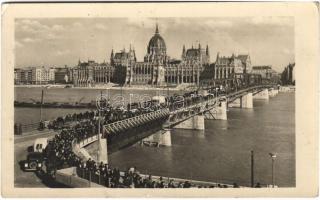 1955 Budapest, látkép a Kossuth híddal, Országház. Képzőművészeti Alap Kiadóvállalat  (EK)