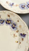 Zsolnay búzavirág mintás porcelán süteményes készlet, 6 db kistányér, d: 16 cm és tál, 24x25,5x3 cm,...