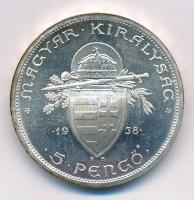 1938. 5P Ag "Szent István" T:1,1- kis patina Adamo P8.1