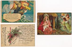 40 db főleg MODERN üdvözlő motívum képeslap, vegyes minőség: Karácsony / 40 mostly modern greeting motive postcards in mixed quality: Christmas