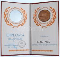 Románia 1983. "Román Filatéliai Egyesület" kétoldalas Br emlékérem adományozói okiratban (...