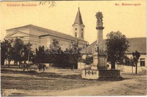 1915 Bezdán, Besdan, Bezdan (Zombor, Sombor); Szentháromság tér és szobor, templom. W. L. 1973. / Holy Trinity statue, square, church