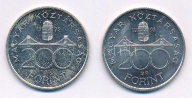 1993. 200Ft Ag "MNB" (2x) T:1,1- Adamo F13