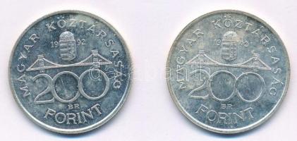 1992. 200Ft Ag "MNB" (2x) T:1,1- kis patina Adamo F13