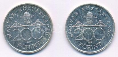 1992. 200Ft Ag "MNB" (2x) T:1,1- kis patina Adamo F13