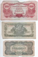 1944. 20P + 50P + 1000P A Vörös Hadsereg Parancsnoksága T:III,III- szakadások Adamo P48