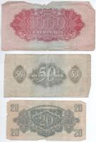 1944. 20P + 50P + 1000P "A Vörös Hadsereg Parancsnoksága" T:III,III- szakadások Adamo P48