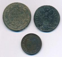 1762G 1kr Cu "Mária Terézia" + 1800E 1kr Cu "I. Ferenc" + 1885KB 1kr Cu T:2-,3