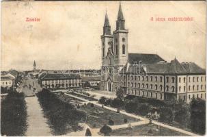 1910 Zombor, Sombor; a város madártávlatból, templom. Kaufmann Emil kaidása / general view, church (fl)