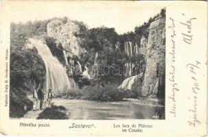 1907 Plitvicka jezera, Sastavci / Plitvicei tavak, Sastavci vízesés. Josip B. Oreskovic kiadása / Plitvice Lakes, waterfall (EK)