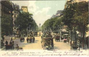 1905 Paris, Boulevard des Italiens / street view, omnibus, horse-drawn carriages (EK)