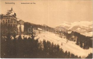 1912 Semmering, Südbahnhotel mit Rax / hotel, mountain peak in winter (EK)