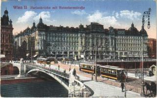 1917 Wien, Vienna, Bécs; Marienbrücke mit Rotenturmstraße / bridge, tram